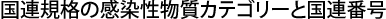 国連企画の感染性物質とカテゴリーと国連番号